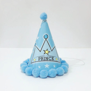 Suministros de fiesta para niños, gorro de corona con estampado de princesa y <span class=keywords><strong>Príncipe</strong></span>, suministros de <span class=keywords><strong>feliz</strong></span> cumpleaños, sombrero - Product Image 4