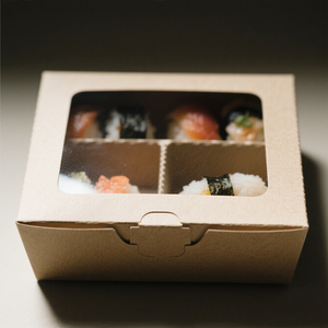 Caja de Sushi para Llevar, Envase de Papel Personalizado para Alimentos, Contenedor Bento Desechable, Caja de Sushi Plegable de Papel con Ventana Transparente - Product Image 2