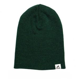 Winter Toque Knitted <b>Hats</b> Custom <b>Green</b> Beanie With Woven Label - Product Image 2