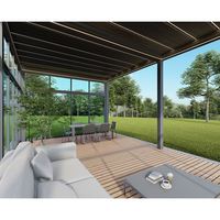 Kits de pergola de jardin sur mesure de fabricants chinois, cadre en acier galvanisé noir, support en fer, finition peinte en poudre