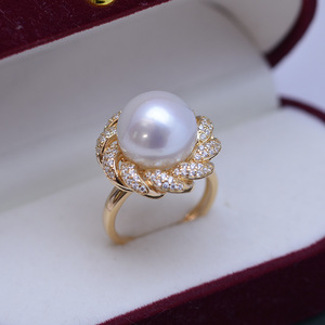 Bague en argent S925 avec perle d'eau douce Edison 12-13 mm, forte luminosité, légère imperfection, décoration artisanale en forme de beignets frits par Zhuji - Product Image 5