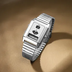 Nouvelle <span class=keywords><strong>montre</strong></span> carrée rétro à quartz 2026, esthétique vintage années <span class=keywords><strong>70</strong></span>, mouvement japonais à quartz, bracelet en alliage et cuir de vachette, étanche 30M - Product Image 1
