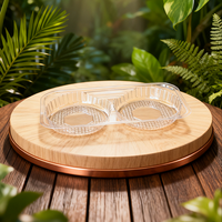 Boîtes à donuts mochi jetables transparentes en plastique, contenants alimentaires pour desserts et gâteaux, divisées en deux petits compartiments