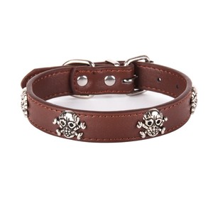 2025 gran oferta PU cuero estilo Punk mascota gato y perro Collar con decoración de calavera pirata