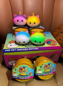 Gliway New Hot Selling <b>Unicorn</b> Dumpling Rainbow Color Bun Squeeze Toy Stress Relief Squish Toys 8.5x5.5cm Steamery Basket - Product Image 6