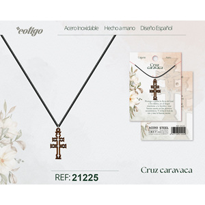 Colgante de Cruz Religiosa de Caravaca en Madera con Accesorios de Acero Chapado en Oro, Aleación de Latón y Titanio, Dijes con Patrón Numérico - Product Image 1