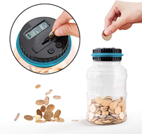Grande tirelire cochon 1,8 L grande capacité en plastique, adaptée aux adultes et aux enfants, avec compteur numérique de pièces et écran LCD
