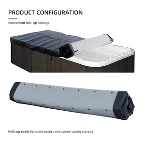 Couverture de <span class=keywords><strong>spa</strong></span> Immer Modern en tissu Oxford gris foncé isolée et enroulable avec <span class=keywords><strong>protection</strong></span> UV pour piscine, <span class=keywords><strong>spa</strong></span> et bain à remous - Imperméable pour extérieur - Product Image 4