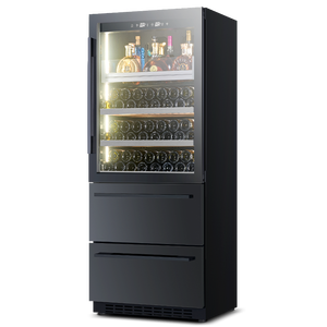 NUELEAD NE-380D, Vinoteca Negra Comercial para Hotel, con Diseño de Cajones de Almacenamiento, Innovadora Bisagra Oculta, Moderna y Lujosa - Product Image 2