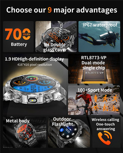 Eseed AK75 Smartwatch da Uomo con Schermo Grande da 1.9", Chiamate BT, IP67, Monitoraggio Salute e Fitness per Sport all'Aperto, Torcia, <span class=keywords><strong>5</strong></span>-10 Giorni di Autonomia - Product Image 3