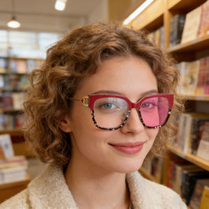 Nouvelles montures optiques œil-de-chat pour femmes, verres PC UV400, monture moyenne, couleur noire, design tendance, anti-lumière bleue. - Product Image 1