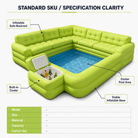 Canapé gonflable géant personnalisé pour piscine, avec seau à glace, piscine gonflable pour villa, complexe hôtelier, famille