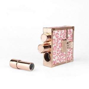 Thân Thiện Với Môi Trường Bling Metal Sling <span class=keywords><strong>Lipstick</strong></span> Trường Hợp Màu Hồng Hai Mặt Độc Đáo Slim Rỗng Son Môi Ống Bao Bì Vuông Cho Phụ Nữ - Product Image 1