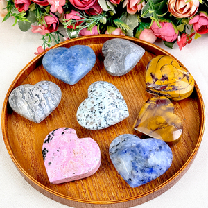 Piedras de Cristal Curativas de Alta Calidad, <span class=keywords><strong>Jaspe</strong></span> Kiwi, Mookaite, Rodonita, Piedra de Palma en Forma de Corazón para Regalo de Joyería - Product Image 1