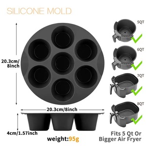 Silicone Cake Mold 7 Hole Round Black Oven Safe For Baking Muffins - Product Image 3