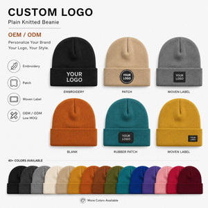 Custom Logo Knitted <b>Beanie</b> <b>Hat</b> 40 Colors Soft Acrylic Winter Warm Skull Cap Wholesale Promotional Blank Cuffed <b>Beanie</b> Unisex - Product Image 2