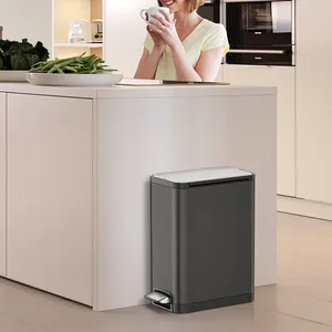 <span class=keywords><strong>JAVA</strong></span> Poubelle à pédale SS304 à double ouverture supérieure de 30L avec couvercle à fermeture en douceur Poubelle de cuisine avec <span class=keywords><strong>2</strong></span> poubelles - Product Image 1