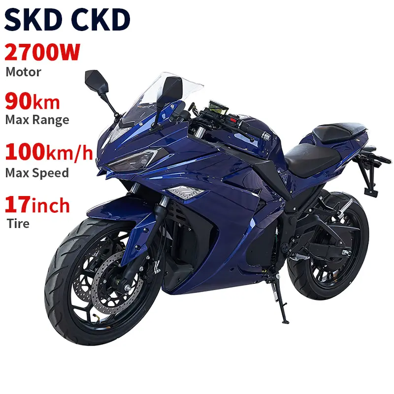 CKD SKD 17 pollici grande moto elettrica veloce 2700W 100 km/h velocità 90km 2 ruote mobilità adulti corsa moto elettrica