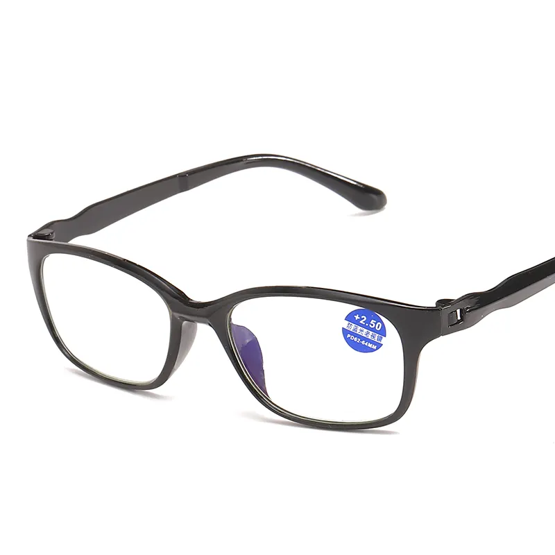 Óculos de leitura corretivo feminino, óculos para presbiopia com filtro azul, aro azul 8025, venda por atacado, 250