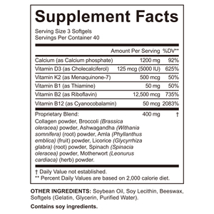 Acentiallabs 120 gélules <span class=keywords><strong>de</strong></span> calcium complexe, compléments nutritionnels, 1200 mg <span class=keywords><strong>de</strong></span> calcium, capsules molles avec vitamines D3 et K2 - Product Image 3