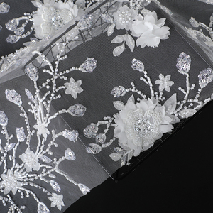 Mới Đến Bán Buôn Giá Rẻ Ren Lưới Sequins Lưới Vải Với Thêu Hạt Cho Đám Cưới Sử Dụng - Product Image 3