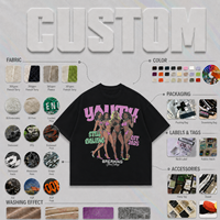 Camiseta de manga corta de algodón puro de 315g, estilo urbano americano, hecha a medida, versátil para hombres y mujeres
