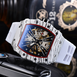 Đồng hồ nam màu đỏ và trắng mới đồng hồ Silicon cao su chống nước thể thao với chuyển động tự động bên trong vỏ đồng hồ - Product Image 4