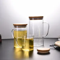 ชุดกาต้มน้ำชาฝาไม้ไผ่,เหยือกน้ำแก้วสำหรับใช้ในบ้านป้องกันการรั่วไหล