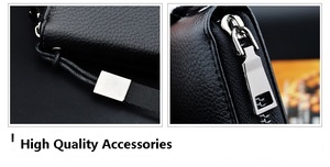 DAIQISI nuovo stile lungo in pelle PU portafoglio <span class=keywords><strong>pochette</strong></span> con cerniera per gli uomini con cinturino con manico, maschio cucita colori borsa del telefono cellulare - Product Image 5