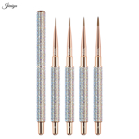 Pinceau à peinture miniature Kolinsky avec logo personnalisé, manche orné de strass étincelants, pour la peinture de modèles et le nail art