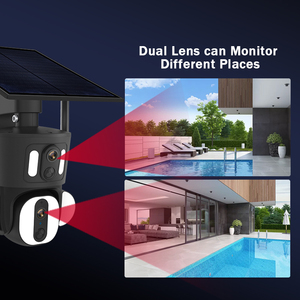 9 wát ống kính kép CCTV Camera chuyển động của con người theo dõi 4 gam Wifi Kép len liên kết IP PTZ camera với năng lượng mặt trời hệ thống bảng điều khiển - Product Image 6