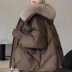 Women's Short-Length Korean-Style Oversized Loose Cotton Coat With <b>Extra</b>-<b>Large</b> Fur Collar and Thickened Fashion - Product Image 5