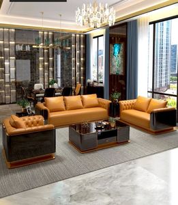 Ensemble de canapés de luxe léger, meubles en cuir, salon moderne, <span class=keywords><strong>canapé</strong></span> en forme de U <span class=keywords><strong>bleu</strong></span> <span class=keywords><strong>ciel</strong></span> - Product Image 5