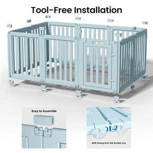 Playpen Anjing Modular Biru Langsung dari Pabrik, Pagar Hewan Peliharaan Ramah Lingkungan untuk Anjing di Dalam Ruangan, Mendukung OEM Kustom Grosir - Product Image 3