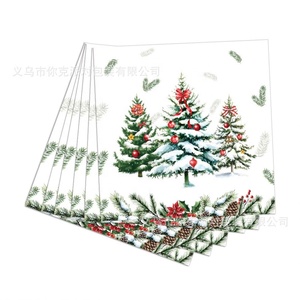 Assiettes, gobelets et serviettes en papier à thème Noël Neige Blanche – Kit de fournitures de fête jetables – Vente chaude – Écologique - Product Image 4