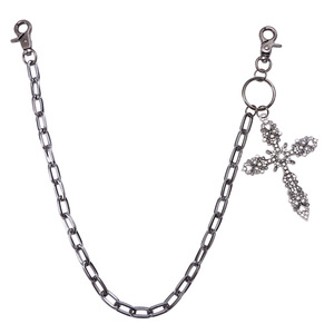 Chaîne de taille avec pendentif croix en alliage de zinc, couleur bronze, ornée de strass, simple couche, style décontracté, chaîne de corps tendance - Product Image 5