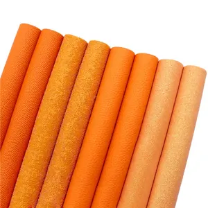 8 pièces/ensemble A4 taille Orange couleur unie Vegan Faux cuir synthétique paillettes tissu feuilles pour les arcs 1113486