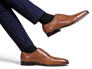 Chaussures habillées Oxford pour hommes à bout pointu en cuir véritable à lacets, idéales pour les occasions formelles, les mariages et le bureau, style classique et sobre - Product Image 3