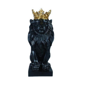 Statua <span class=keywords><strong>di</strong></span> <span class=keywords><strong>Leone</strong></span> della Foresta in Resina, Scultura <span class=keywords><strong>di</strong></span> <span class=keywords><strong>Leone</strong></span> con Corona Bianca, Nera e Dorata, Artigianato in Resina per la Casa - Product Image 3