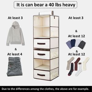 Houseware 6 <b>Shelves</b> Hanging Closet Organizer Multifunction Household NonWoven Cloth Storage Organizer - Product Image 3