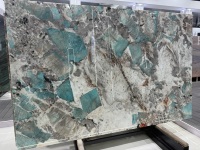 Dalles murales de comptoir en granit turquoise Amazonite polie de luxe Quartzite verte Nature Stone Top