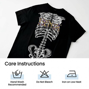 Camiseta Personalizada de Algodón 100% de Alto Gramaje, Estilo Urbano Hip Hop, con Gráfico de <span class=keywords><strong>Esqueleto</strong></span>, Impresión Serigráfica, Vintage, Oversize - Product Image 4
