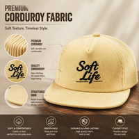 Gorras de Lujo Originales de Pana Crema con Cierre a Presión, Bordado Estético Discreto, Gorra Curada de Boutique