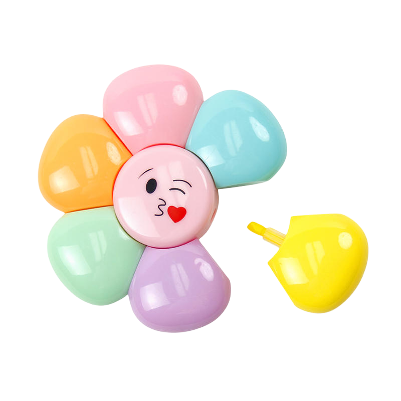 Flower Highlighter Pen Set 6 Colors Cute Kawaii Stationery School Supplies Creative Marker for Kids Students Office Study
