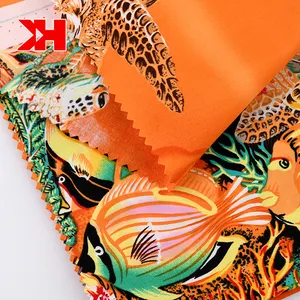 Kahn cheap fabric Hawaii style 57/58" woven 40*40/133*72 orange 100% printed cotton t shirt fabric for men