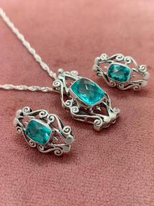 Natural Gemstone Fashion Jewelry Set with Elegant Pendant and Earrings Using <b>Real</b> Quartz <b>Crystal</b> Material Sterling Silver - Product Image 3