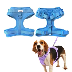2024 Luxury Personalized Custom Logo Designers No Pull Pvc Neoprene Pet Lead Dog Harness Leash and Collar Set For Dog