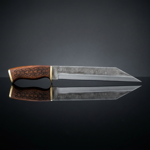 Couteau Viking Seax fait main, lame en acier carbone, runes nordiques gravées, couteau de chasse et de survie pour la brousse, manche en bois de rose - Product Image 4