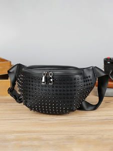 Sac banane unisexe de haute qualité, imperméable, style streetwear, avec fermeture éclair, texture PU et doublure en polyester, pour activités de plein air - Product Image 1