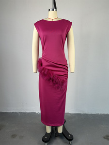 Abbigliamento Femminile Abiti da Sera Estivi con Colletto Obliquo Vita Coperta Slim Manica Corta <span class=keywords><strong>Midi</strong></span> Linea A Vestito Casual da Festa per Donne - Product Image 6